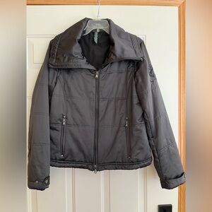 Women’s Ralph Lauren Active black full 2 way zipper, collar with toggles. Large